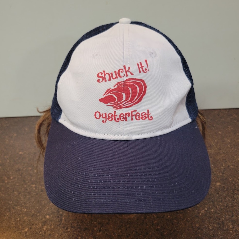 Shuck It OysterFest Hat Cap Snap Back White Blue Mesh Trucker Festival Mens Otto